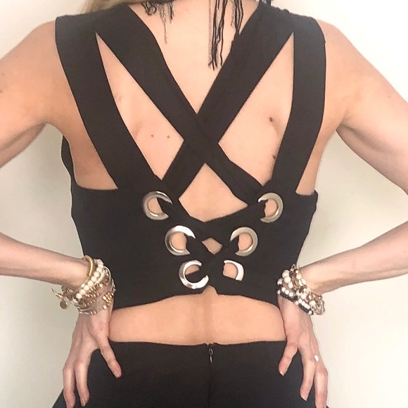 Jumpsuit with Criss Cross Open Back and Wide Legs - Picture 5 of 8